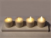 Fantastic Craft - Set of 4 Rechargeable Flameless LED Tealights With Charging Base - Cream Colored Wax - 1.5" x 1.5" - Remote Included