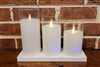Fantastic Craft - Set of 3 Wireless Rechargeable Flameless LED Clear Glass Pillar Candles with Charging Base - Cream Colored Wax - 3" x 5"/6"/7" - Remote Included