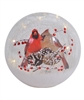Pair of Cardinals - Crackle Glass LED Globe - Mark Feldstein - 7-Inch Diameter