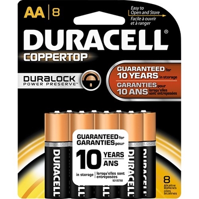 Duracell Coppertop With Duralock Technology - AA - 1.5V - Alkaline Battery - 8-Pack
