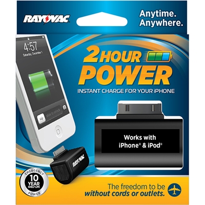 Rayovac Power Bank - 30-Pin Apple Plug (iPhone 4s & Below) - Includes 1 x 123A Lithium Battery