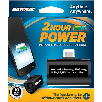 Rayovac Power Bank - Micro-B USB Plug - Includes 1 x 123A Lithium Battery