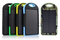 USB Power Bank - Solar - 5000mAh Rechargeable Li-Ion Battery - Weatherproof and Shock Resistant