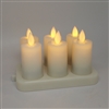 Luminara Moving Flame Action - 6 x Rechargeable Flameless LED Ivory Votive Set w/ Charging Base - Remote Not Included