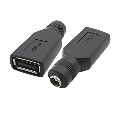 Connector Adapter - Regular USB Type-A Female Socket - 5.5mm x 2.1mm Female Barrel Socket
