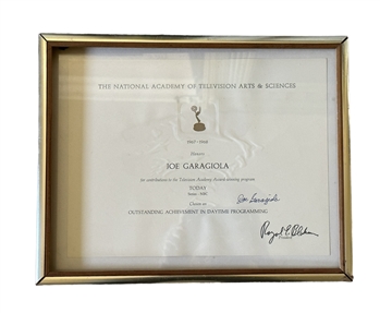 Hall Of Fame Joe Garagiola's National Academy of Television Arts & Sciences,  *Autographed* Award for Outstanding Achievement in Daytime Programing.