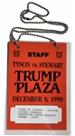 Tyson Vs. Stewart Official Credential Pass From 1990 At Trump Plaza