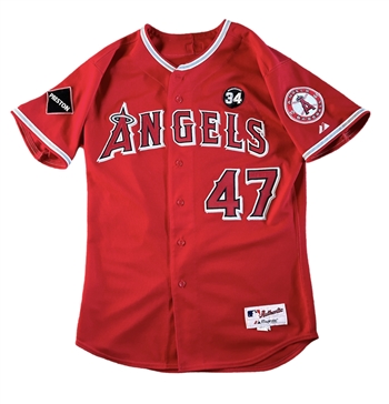 Howie Kendrick's 2009 Anaheim Angels Game-Worn, Majestic, Red Alternate Jersey #47