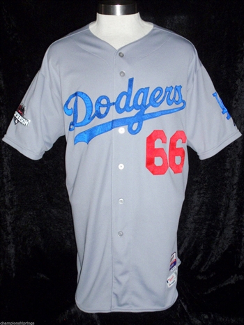 Yasiel Puig's 2015 Post Season Game Used Dodgers Rd Jersey #66 MLB Authenticated