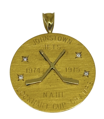 1974-75 NAHL Johnstown Jets Lockhart Cup Championship 14K Gold Pendant!