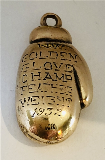 1932 Golden Glove 10K Gold Feather Weight Champions Pendant!