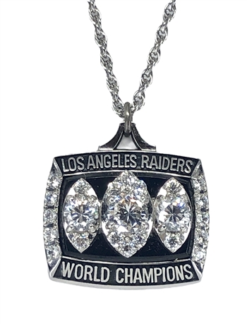 1983 Oakland Raiders Super Bowl XVIII Champions 10K White Gold Pendant!