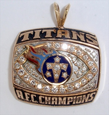 1999 Tennessee Titans Super Bowl XXXIV AFC Champions 14K Gold & Diamond Pendant!