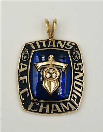 1999 Tennessee Titans Super Bowl XXIV "A.F.C. Champions" 10K Gold and Diamond Pendant!