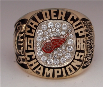 1986 Adirondack Red Wings AHL "Calder Cup" Champions 10K Gold Ring