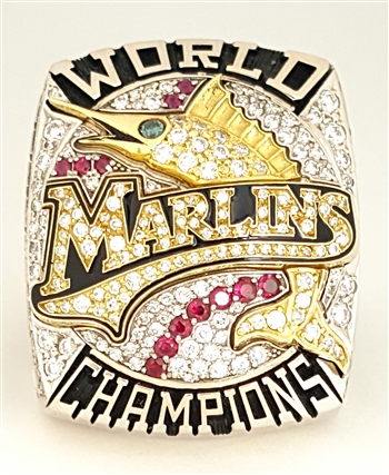 2003 Florida Marlins World Series Champions 14K Gold Ring w/ all Real Diamonds and Rubies!