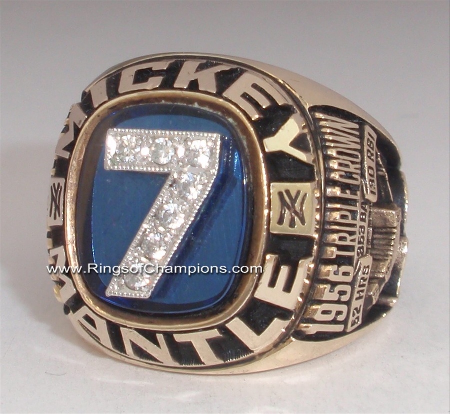 Mickey Mantle's 1983 Lifetime Achievement 10K Gold Retirement Ring #7