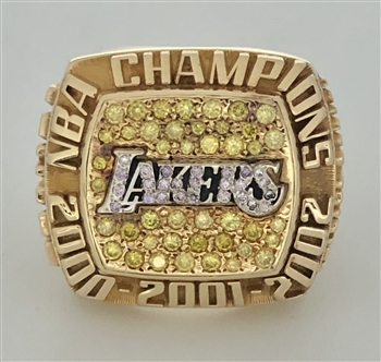 2002 Los Angeles Lakers, "Suite Owners"  NBA World Champions 14K Gold Ring with all Real Diamonds and Original Wood Presentation Box!