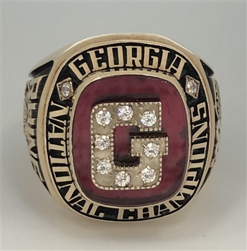 1990 Georgia Bulldogs NCAA Baseball World Series Champions 10K Gold Ring!
