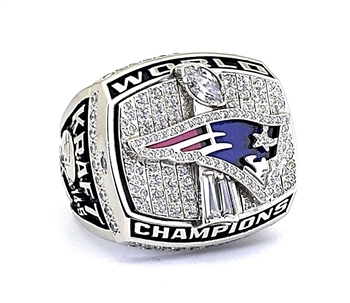 2001 New England Patriots Super Bowl XXXVI Champions 10K White Gold Ring!