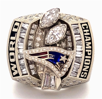 2003 New England Patriots Super Bowl XXXVIII World Champions 14K White Gold & Diamond Ring!