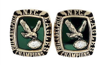 1980 Philadelphia Eagles Super Bowl XV "NFC" Champions 10K Gold & Diamond Cuff Links!