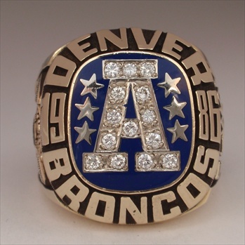 1986 Denver Broncos Super Bowl XXI "AFC" Champions 10K Gold Ring! {{Balfour Proto-Type}} *John Elway*