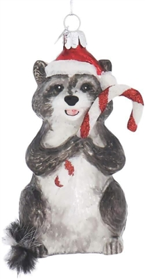 Kurt Adler - Noble Gems Racoon with Candy Cane