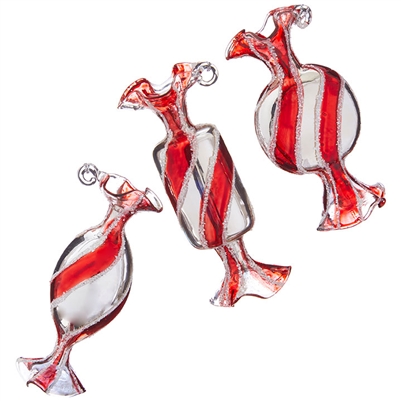 Raz Imports - 3" Glass Candy Ornaments - Set of 3