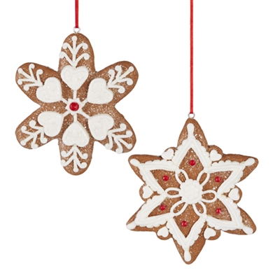 RAZ - 4 inch Snowflake Gingerbread Ornaments