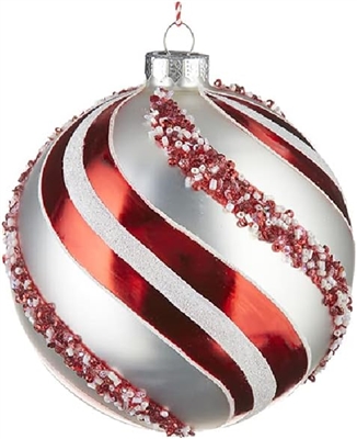 RAZ - 5 Inch Peppermint Swirl Ball Ornament