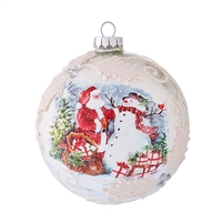 Raz Imports -5" Santa and Snowman Ornament