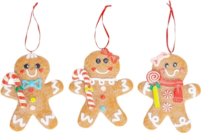 RAZ - 5 inch Gingerbread Man Ornament - Set of 3