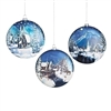 Roman - 5" Flat Disc Scenic Ornaments - Blue Sky and Deer Scenes - Set of 3