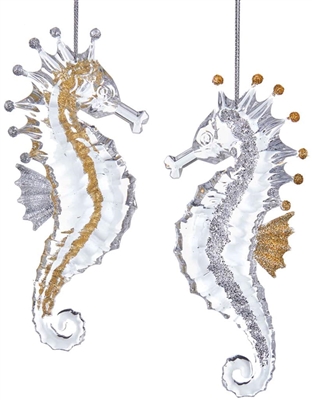 Kurt Adler - 5 inch Acrylic Seahorse Ornaments - Set of 2