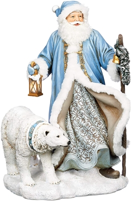 Roman - 16" Blue Santa with Polar Bear - LED