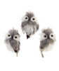 Kurt Adler - 4" Grey Hanging Owl Ornaments - Set of 3