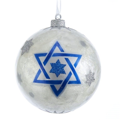 Kurt Adler - Capiz Hanukkah Ball Ornament, 100-mm / 4 inch