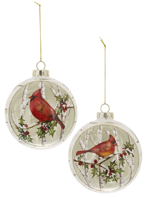 Ganz - Cardinal Tree Bark Ornaments - Set of 2