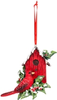 RAZ Cardinal with Birdhouse Ornament