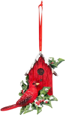 RAZ Cardinal with Birdhouse Ornament