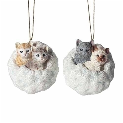 Roman - Cat Snowball Ornaments - Set of 2