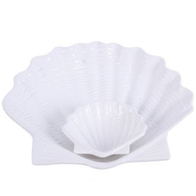 Ceramic Shell Embossed Chip and Dip Set