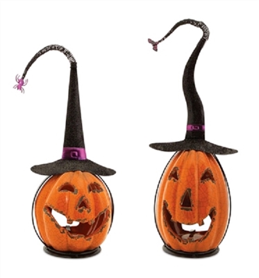 Crackle Finish Jack-O-Lantern Votive Holder