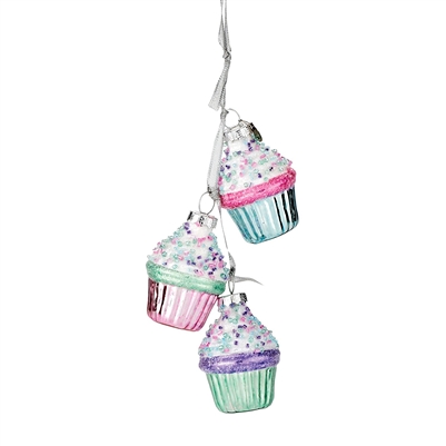 Department 56 - Cupcake Dangle Ornaments  - Mrs Claus' Sweet Shoppe