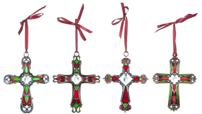 Elegant Cross Ornaments - Set of 4