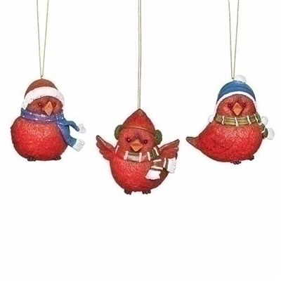 Roman - Fat Birds With Santa Hat Ornaments - Set of 3