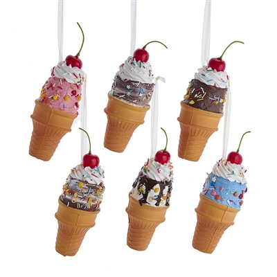 Kurt Adler - Foam Ice Cream Ornaments 6" - set of 6