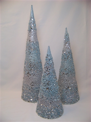 Frost Blue/Silver Sequin Tabletop Trees