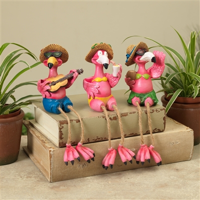 Gerson - 5" Resin Bikini Flamingo Shelf Sitters - Set of 3